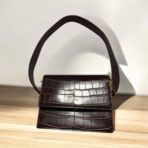 JW PEI Brown Croc Embossed Crossbody Bag